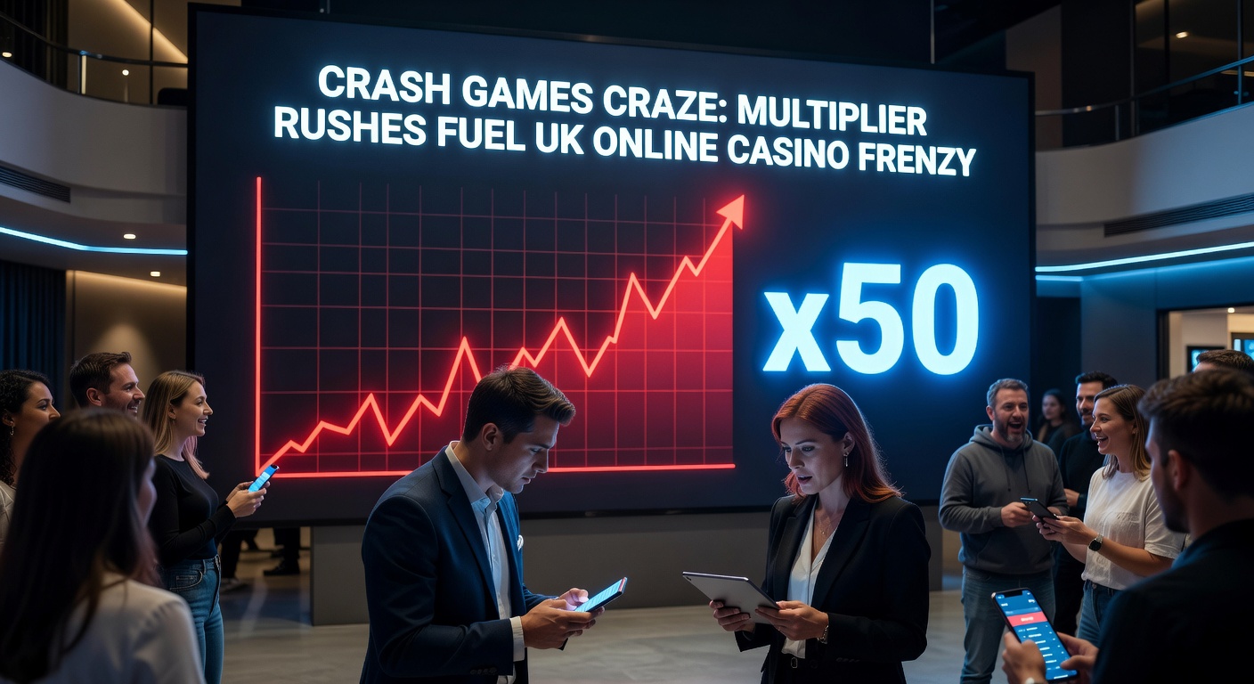 Vibrant screenshot of a crash game interface showing a rising multiplier graph with rocket trajectory and cash-out button, capturing the high-stakes tension of UK players' favorite new mechanic