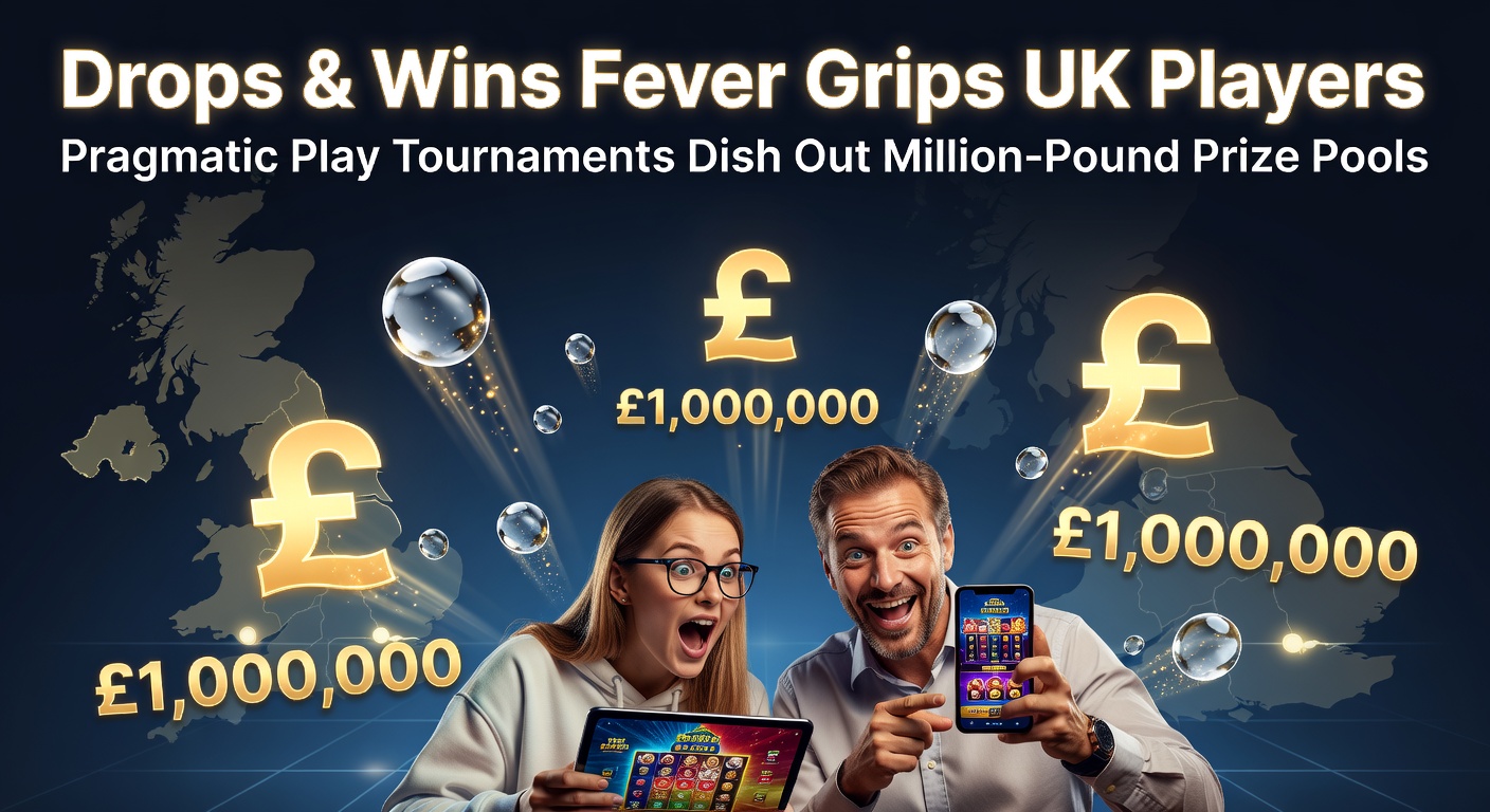 Vibrant slot screen showing a massive cash drop prize during a Pragmatic Play Drops & Wins tournament, with cascading wins and glowing multipliers