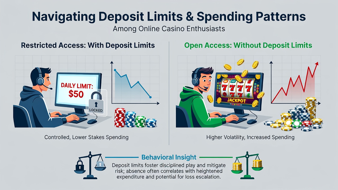 Graph depicting spending pattern changes before and after deposit limit implementation across different player groups
