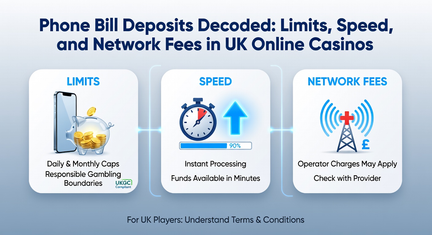 Smartphone displaying a pay-by-phone deposit confirmation screen on a UK casino app, with bill details overlaid