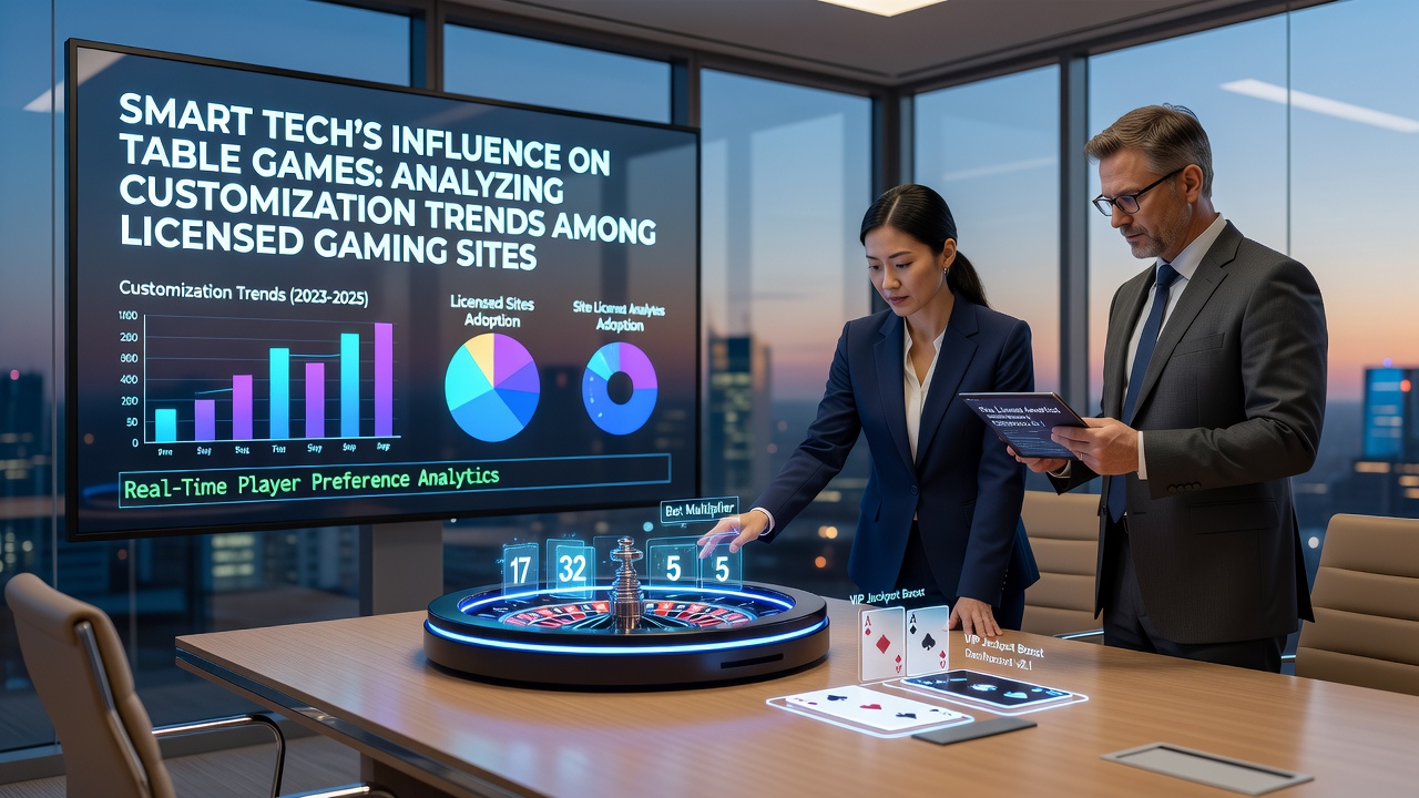 Smart technology interface showing customized table game settings on a licensed gaming platform