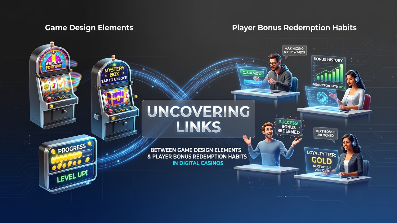 Digital casino interface showing slot game design elements and bonus features on screen