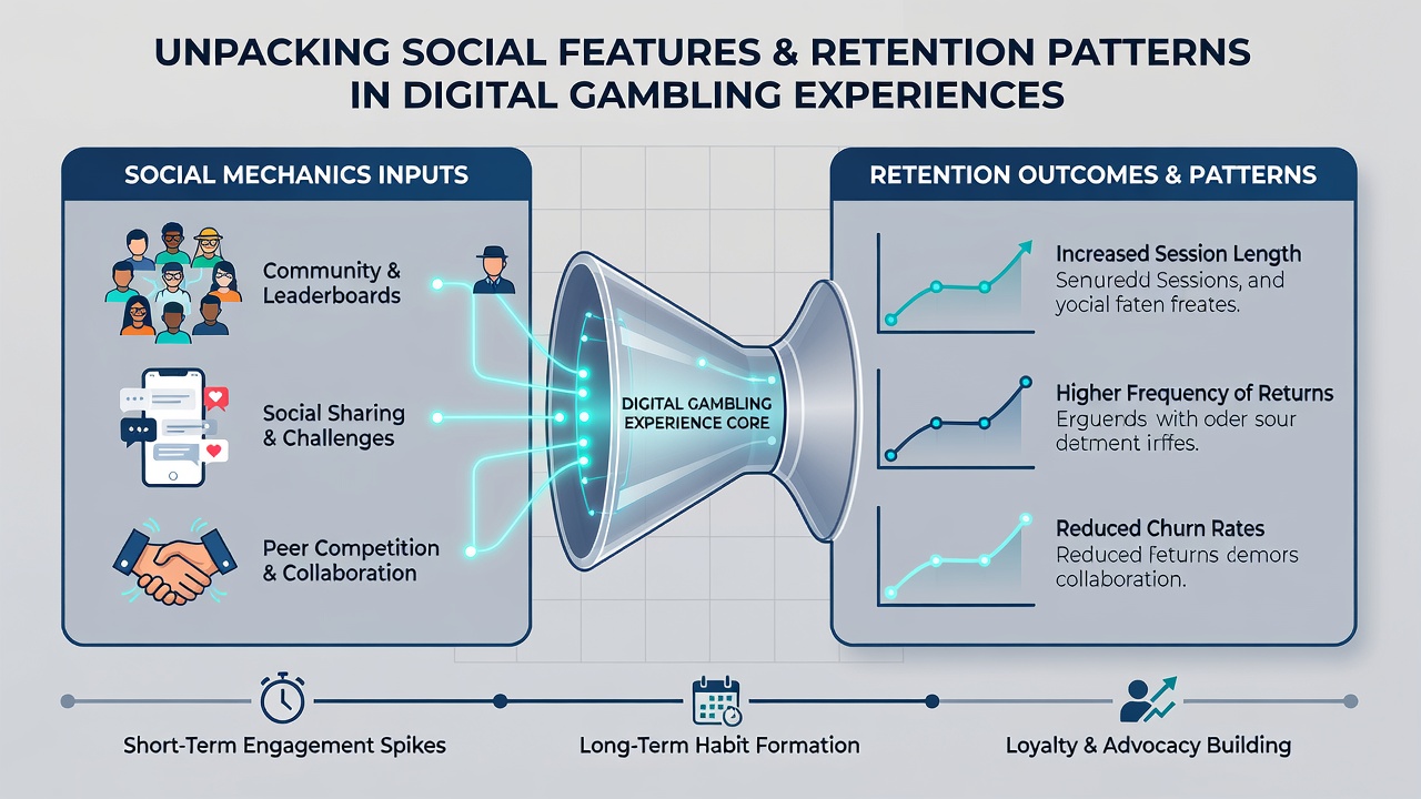 Graph depicting retention curves comparing platforms with and without social features over several months
